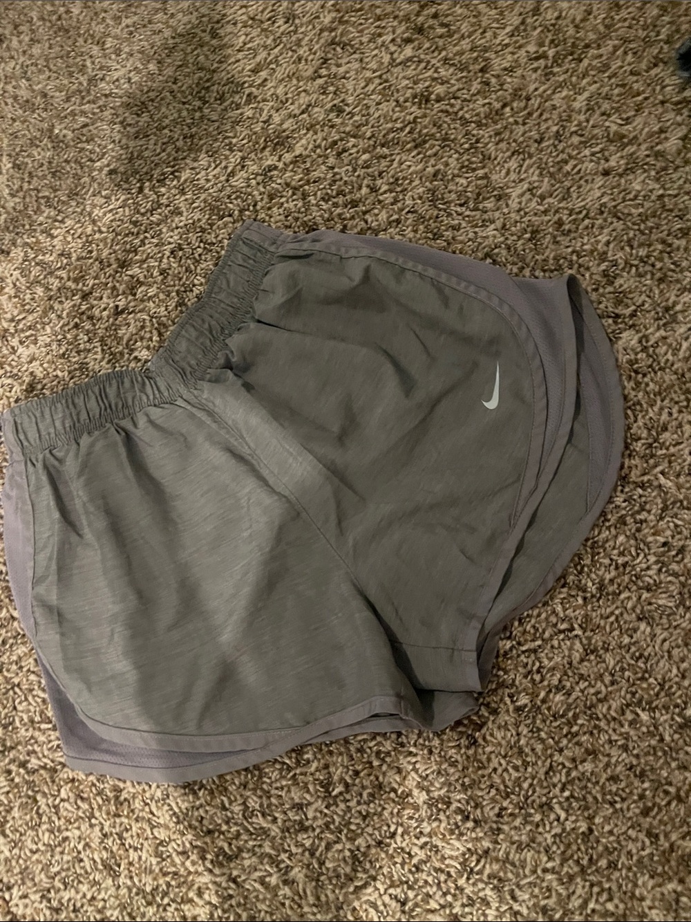 Nike Women’s Gray Athletic Running Shorts with Reflective Swoosh